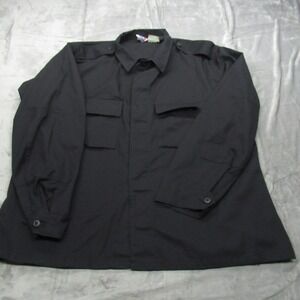 Propper Work Shirt Mens 2XL Black Utility Heavy Elbow Patch Security Epaulets